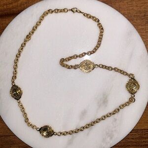 OLCI • Gold • Floral & Coin Medallion • Chain • Necklace